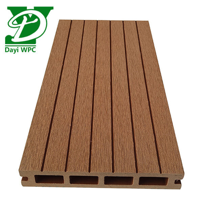 Anti Corrosion WPC Teak Deck Hollow WPC Decking Abrasion Proof