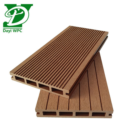 Anti Corrosion WPC Teak Deck Hollow WPC Decking Abrasion Proof