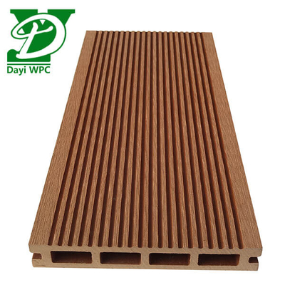 Anti Corrosion WPC Teak Deck Hollow WPC Decking Abrasion Proof