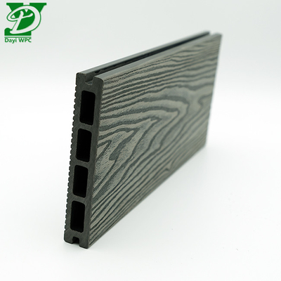 3D Embossed WPC Hollow Decking Outdoor Flooring